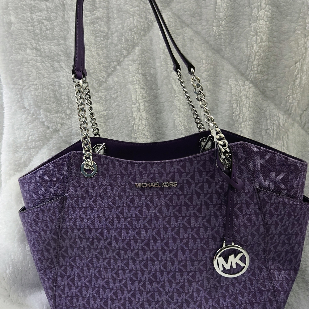Michael Kors Purple Signature Canvas Tote - Picture 8 of 12
